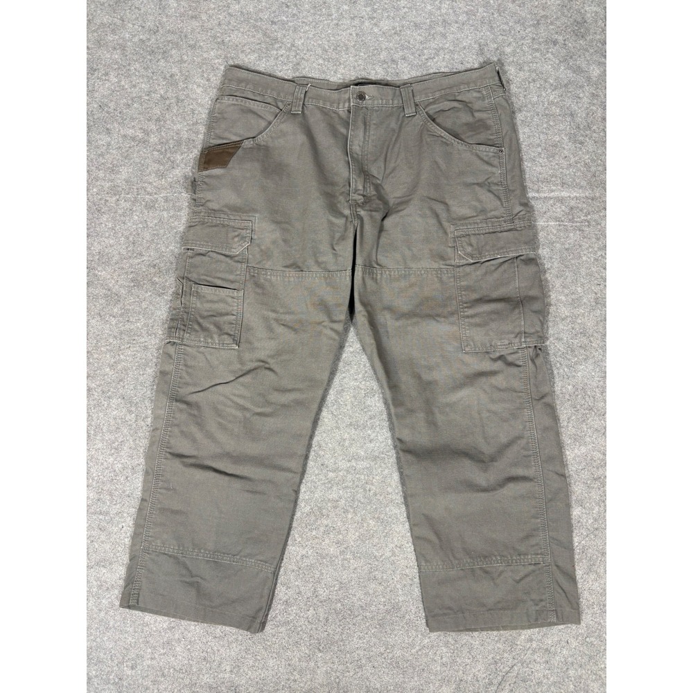 Wrangler Workwear Mens Cargo Pants 40x30 Gray Cotton Ripstop Straight Leg 10WMWR